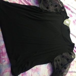 Knitted chiffon short sleeve top